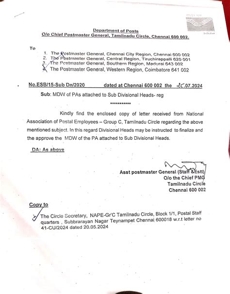 MDW of PAS attached to Sub Divisional Heads