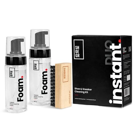 SHOEGR Instant Duo Shoe Cleaning Kit | 2 x Shoe Cleaning Foam (150ml ...