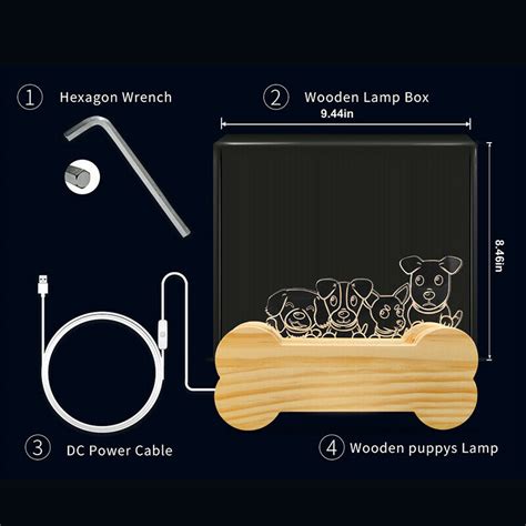Buy 3D Wooden Bone And Dog Acrylic Night Light Lamp Online- India ...