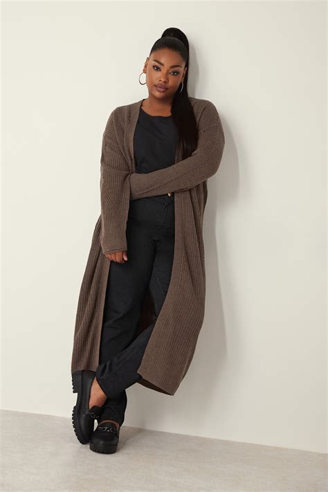 YOURS Plus Size Natural Brown Longline Cardigan | Yours Clothing
