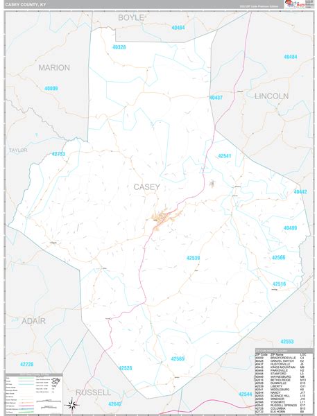 Casey County, KY Wall Map Premium Style by MarketMAPS - MapSales