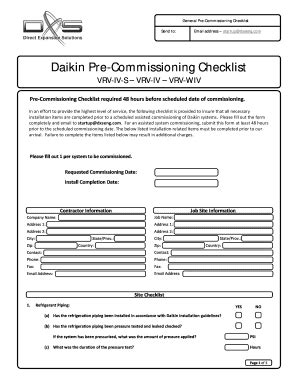 Daikin Commissioning Sheets 2020-2025 - Fill and Sign Printable ...