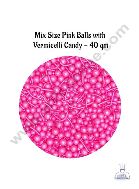 CAKE DECOR™ Sugar Candy – Mix Size Pink Balls with Vermicelli Candy ...