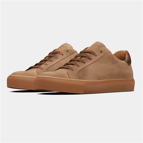 Beige & brown suede and leather Sneakers with gum sole