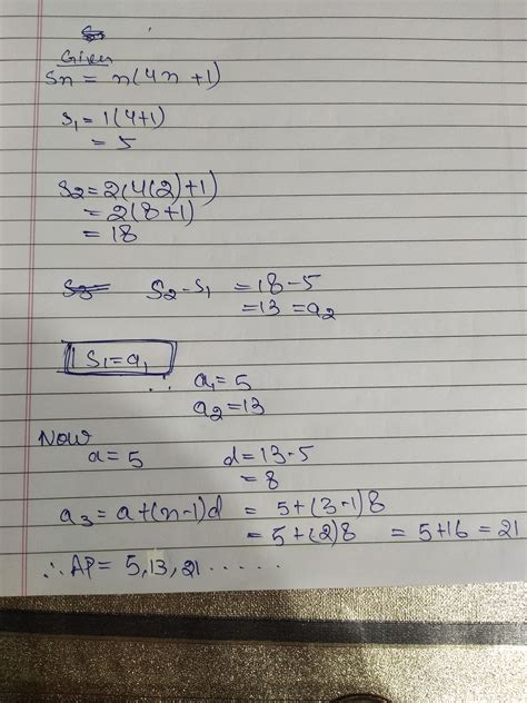 In an AP, if Sn = n (4n + 1), find the AP.? - Brainly.in