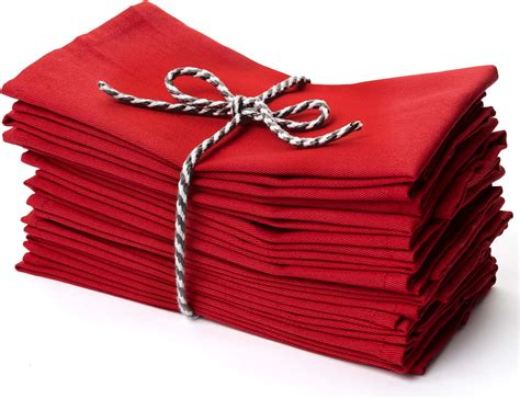 Amazon.com: ITOS365 100% Cotton Dinner Napkins Red Cloth Napkin - 6 ...
