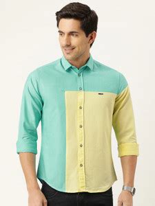 The Indian Garage Co. Men Color Block Casual Green Shirt - Buy The ...