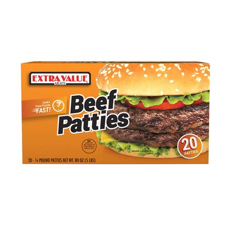 Onion Free? Extra Value Quarter Pound Beef Patties, 20 Count, 4oz ...