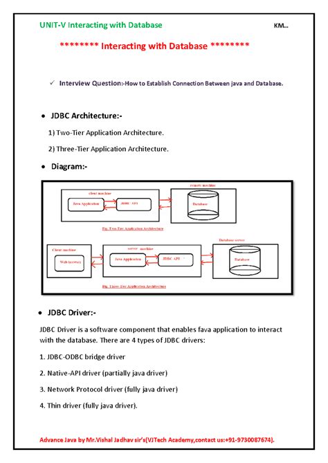 UNIT-V Notes on JDBC and Database Interaction in Advanced Java - Studocu