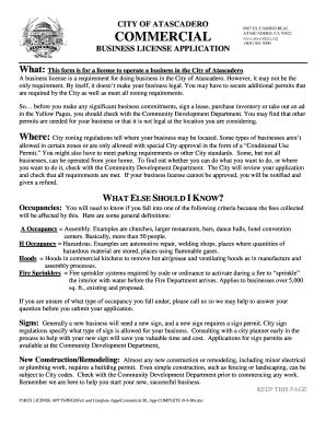 CA Commercial Business License Application Packet - City Of Atascadero ...