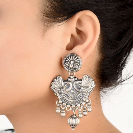 Buy Over 200 Design Peacock Jhumka Earrings Silver Online in India