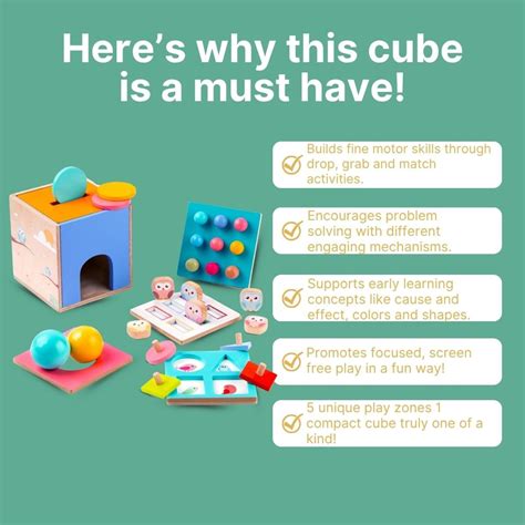 Cots and Cuddles Wooden 5 in 1 Activity Cube for Kids ...