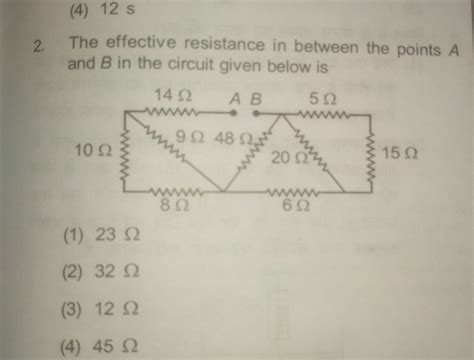 distance in between the point A and B in the circuit given below is ...
