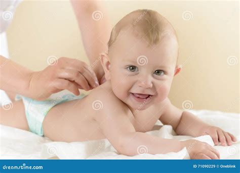 Newborn Baby Getting Oil Massage Stock Image - Image of health, massage ...