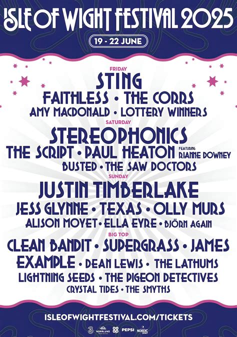 ISLE OF WIGHT 2025 FESTIVAL Line Up Poster