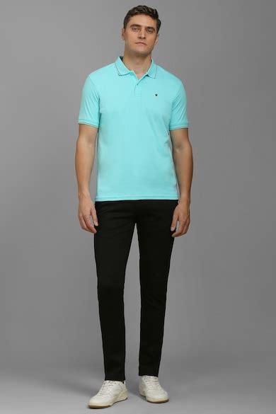 Buy Men Blue Textured Polo Neck T-shirt Online - 39862639 | Louis Philippe