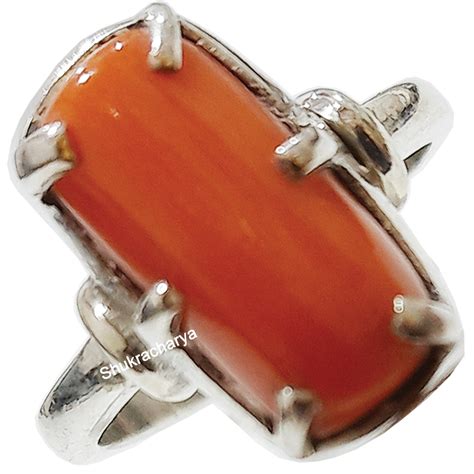 Natural Moonga (Red Corel) Silver Ring; Original & Certified Astrology ...