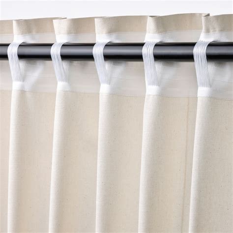 LENDA curtains with tie-backs, 1 pair, off-white/with heading tape ...