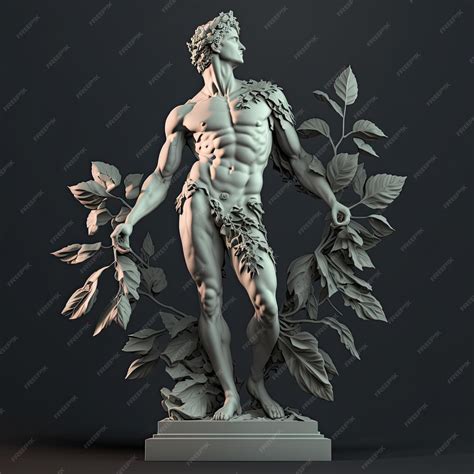 Premium AI Image | A statue of a man with a leaf in his hand