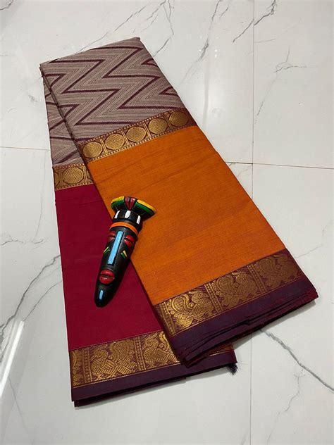 Vanasingaram mubagam zigzag design pure cotton saree – www.vannamayil.com