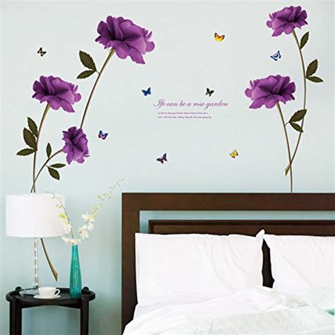 Oren Empower Purple Flower Plant Wall Sticker for (Finished Size on ...