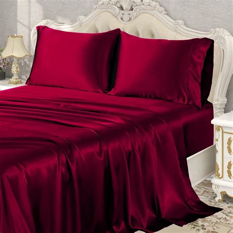 Amazon.com: KaceMoo Satin Sheets Queen Size, Silk Sheets Soft Luxury ...