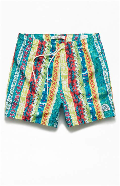 PacSun Retro Vertical Stripe AOP 15" Swim Trunks | PacSun