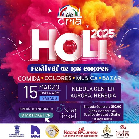 HOLI 2025 - FESTIVAL DE LOS COLORES, Nebula Center Aurora, Heredia, 15 ...