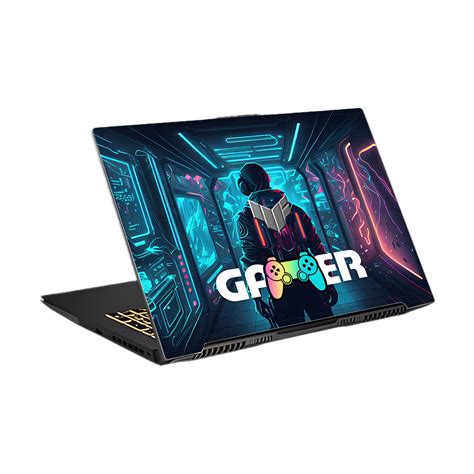 Gamer in Glowing Background Asus TUF Gaming F17 FX707Z Laptop Skin