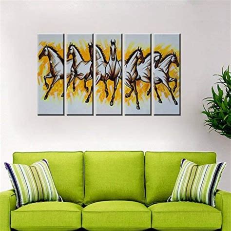 WallMantra 7 White Horses Acrylic Wall Painting for Home Decor ...