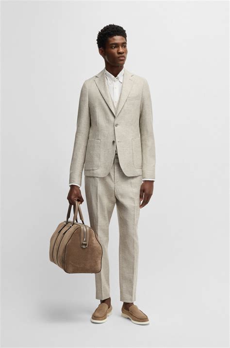 BOSS - Regular-fit button-down shirt in linen - White