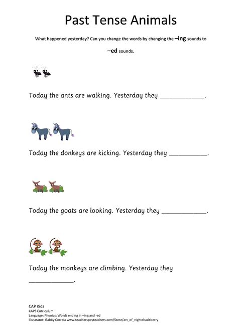 Language Activity Phonics Words ending in ing and ed - CAPKidsPro