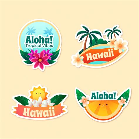 Premium Vector | Hawaii sticker set design