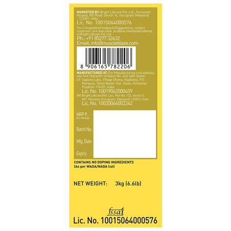 Buy MUSCLEBLAZE HIGH PROTEIN GOLD GAINER (CHOCOLATE, 3 KG / 6.6 LB ...