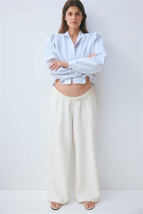Women's White MAMA Denim drawstring trousers | H&M IN