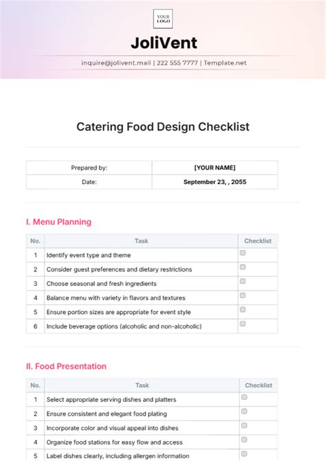 Food Menu Checklist Template 的图像结果