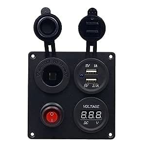 Rare Dual USB Power Charger + Cigarette Socket + Digital Voltmeter ...