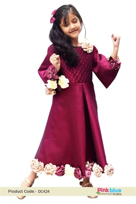 Baby Girl Gown for Birthday Party - Kid Girl Pleated Gown