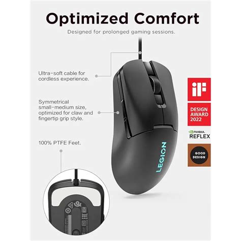 Lenovo Legion M300s 8000 DPI RGB Gaming Mouse Black - tpstech.in