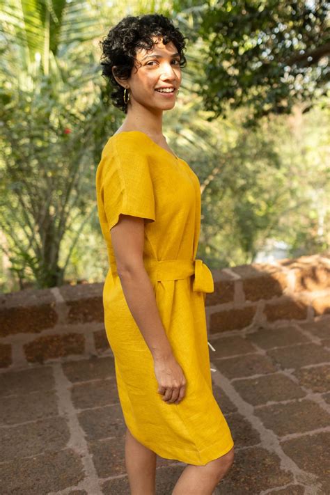 The Linen V Neck Shift Dress