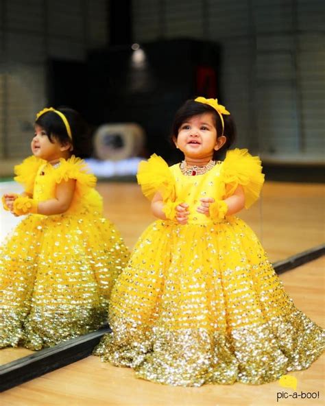 [30+] Yellow Princess First Birthday Dress For Baby Girl India