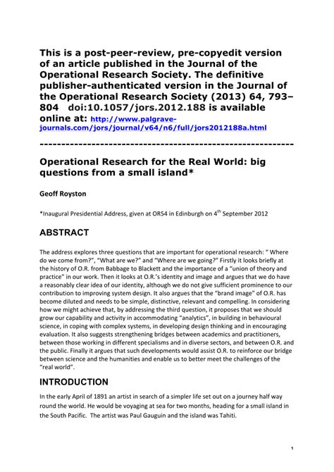 Operational Research Question 的图像结果