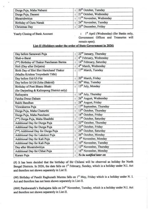 West Bengal Government Holidays List 2026: Public, State & Sectional ...