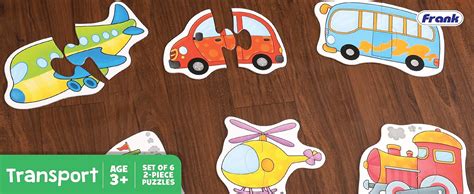 Buy Frank Transport Puzzles - A Set of 6 Two-Piece Shaped Jigsaw Puzzle ...