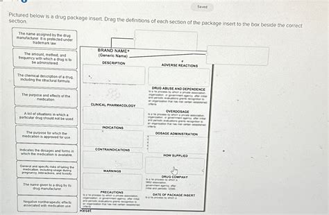 Solved SavedPictured below is a drug package insert. Drag | Chegg.com