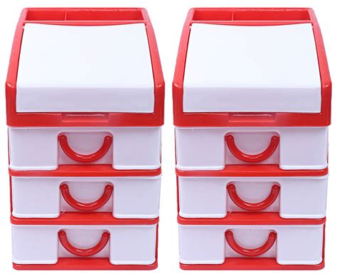 Kuber Industries Plastic 2 Pieces Four Layer Drawer Storage Cabinet Box ...