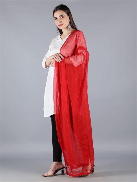 Seva Chikan Chiffon Dupatta With Mukaish Work