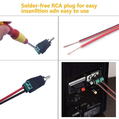 Buy Iskueal RCA Plugs for Speaker Wire，RCA to AV Screw Terminal ...