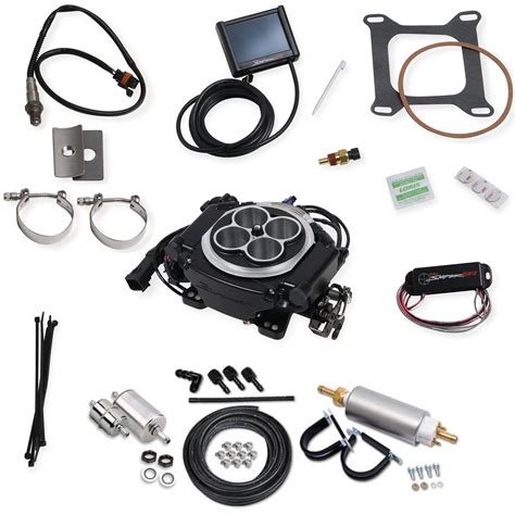 Holley Sniper EFI Self-Tuning Fuel Injection System : MASTER KIT: 650HP : Black : 4150 Flange ...