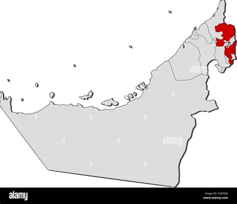 Map of United Arab Emirates with the provinces, Fujairah is highlighted Stock Vector Image & Art ...